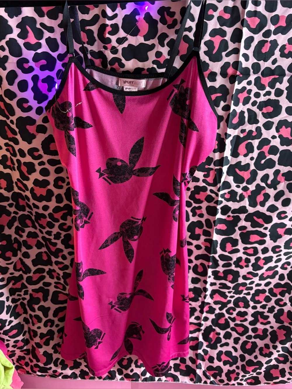 VINTAGE Y2K playboy bunny Pink Slip Dress